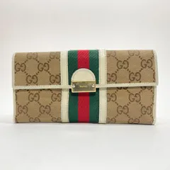 3148 GUCCI グッチ 長財布 GG キャンバス シェリーライン Wホック
