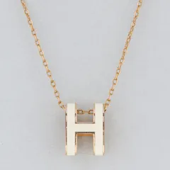 HERMES エルメス ポップアッシュ ペンダント ネックレス H147991 レディース 真鍮 ホワイト ゴールド 中古