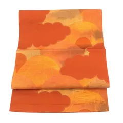 名古屋帯/オレンジ/未使用品/仕立上がり/12104