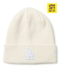 【ムラスポ公式】新品 NEW ERA ニューエラ ビーニー ニットキャップ ニット帽 帽子 ベーシック カフニット MLB Tonal Logo ロサンゼルス・ドジャース オフホワイト 14670044