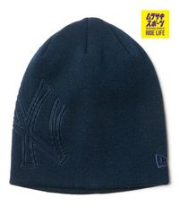 【ムラスポ公式】新品 NEW ERA ニューエラ ビーニー ニットキャップ ニット帽 帽子 ベーシック ビーニー エンボスロゴ ニューヨーク・ヤンキース ネイビー 14670136