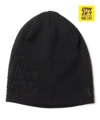 【ムラスポ公式】新品 NEW ERA ニューエラ ビーニー ニットキャップ ニット帽 帽子 ベーシック ビーニー エンボスロゴ ロサンゼルス・ドジャース ブラック 14670137