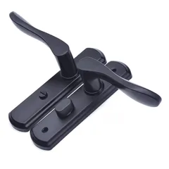 【在庫処分】堅塁金物 ドアノブ トイレ 室内 浴室 レバーハンドル 鍵なし(穴の距離125MM) (黒)