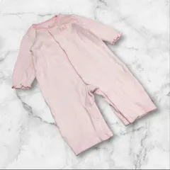 【ミキハウスファースト】（70）ベビー ロンパース 刺繍 うさぎ ピンク