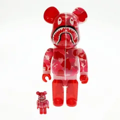 アベイシングエイプ A BATHING APE ×MEDICOM TOY メディコムトイ BE@RBRICK CLEAR ABC CAMO SHARK 100％ 400％ ベアブリック クリア カモ シャーク フィギュア ピンク ☆AA★▲■ 250517 のサムネイル