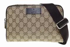 グッチ GUCCI GGキャンバス スクエア ウエストポーチ 449174 レザー ボディバッグ GG柄 総柄 ベージュ 【ブランド古着ベクトル】【中古】☆AA★●▲■250323