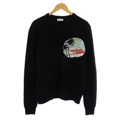 サンローラン パリ SAINT LAURENT PARIS Waiting for Sunset リブニット セーター 長袖 クルーネック ワッペン 刺繍 ウール M 黒 ブラック /BBのサムネイル