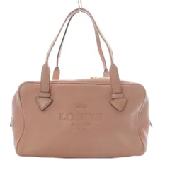 ロエベ LOEWE ヘリテージ ロゴ レザー ハンドバッグ ボストンバッグ ピンク /YO33 ■OH