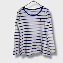 ☆POLO ESTABLISHED 67☆ラルフローレン☆ボーダー柄ロンT☆ポニーマーク☆ロングスリーブ☆ブルー☆ホワイト☆レディースM☆A26M