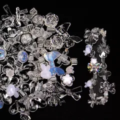 【特価商品】ミックス アクリルビーズ 透かしビーズ 100g デコビーズ パーツ ハンドメイド 材料 初心者向け ネックレス 髪飾り スマホのストラップ ヘアゴム ハンドメイド 素材 装飾ボールアート用（ホワイト）