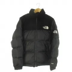 ザノースフェイス ホワイトレーベル THE NORTH FACE WHITE LABEL NUPTSE FLEECE T-BALL JACKET ダウンジャケット スタンドカラー ジップアップ 切替 フリース ロゴ アウトドア S 黒 ブラック