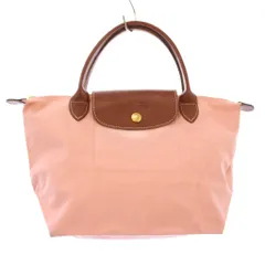 ロンシャン LONGCHAMP ルプリアージュ ハンドバッグ ナイロン レザー バイカラー ロゴ ピンク 茶 ブラウン /BB