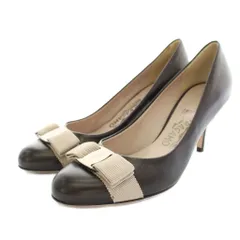 サルヴァトーレフェラガモ Salvatore Ferragamo パンプス アーモンドトゥ ハイヒール ヴァラ リボン レザー 6 黒 ブラック ピンクベージュ DG37095 /YT