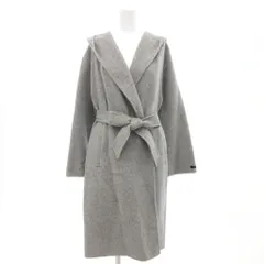 ザラウーマン ZARA WOMAN フーデッドコート ガウン ボタンレス リボンベルト M グレー /NU