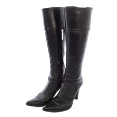 セルジオロッシ Sergio rossi ロングブーツ ポインテッドトゥ レザー 36.5 ブラック /TK