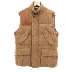 ポロ バイ ラルフローレン Polo by Ralph Lauren 90s ヴィンテージ ダウンベスト ツイード レザー切替 M 茶系 /UO ■GY17 ☆AA★