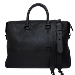 COACH コーチ ゴッサム シグネチャー 総柄 エンボス ビジネスバッグ ブリーフケース 2way ショルダーバッグ オールレザー ブラック 黒 C0244