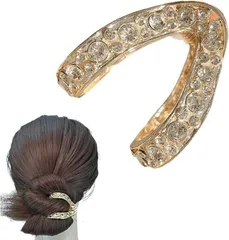 Liebendo ヘアクロー ヘアクリップ おしゃれ ポニーテールクリップ ビジュー ラインストーン ヘアピン 髪飾り ヘアアクセサリー 髪留め (ゴールド)