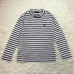 良品 BLACK LABEL CRESTBRIDGE ブラックレーベルクリストブリッジ ロンT L メンズ リップルボーダーモックネックロンＴ 長袖Tシャツ ホワイト×ブラック 白×黒