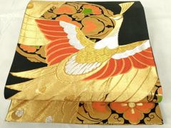 たぬき亭】た13 袋帯 正絹 振袖 黒 鶴 華紋 - メルカリ