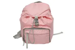 PRADA プラダ ナイロン トライアングルロゴ ロゴ金具 リュックサック ピンク グレー 美品 中古 4b010786