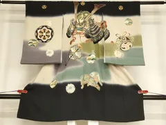 平和屋着物[]お宮参り　男の子　祝着　産着　初着　のしめ　兜　暈し染め　金彩　逸品　AABE2431ja