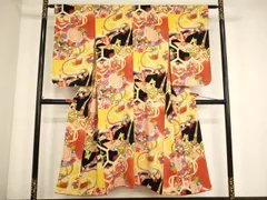 平和屋着物∵セミアンティーク　女の子　十三参り　子供　祝着　花鼓文　折り鶴　暈し染め　正絹　逸品　AABE2436ja