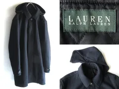 美品 ビンテージ LAUREN RALPH LAUREN ラルフローレン エコダウンキルティング裏地 フード取外可 2WAY ウールメルトン コート XXL ネイビー