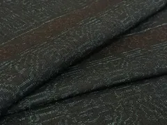 平和屋着物▽結城ちぢみ　単衣　横段花文　正絹　逸品　AABF2543jh