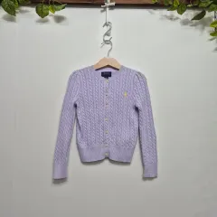 6Y ポロラルフローレン ケーブルカーディガン パープル