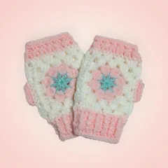 ハンドメイド モチーフ編み ハンドウォーマー キッズ　＊179