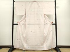 新品未使用 正絹 絽 夏小紋 くすみピンク 飛び柄 涼やか上質 - メルカリ