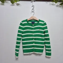 6Y ポロ ラルフローレン ガールズ ストライプ ケーブル カーディガン