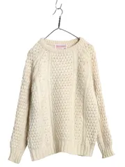 【お得なクーポン配布中!】 80s アイランド製 Slieve League フィッシャーマン ウール ニット セーター メンズ M ヴィンテージ ハンドメイド ケーブル ナチュラル 無地