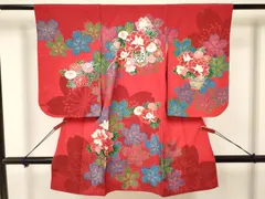 平和屋着物[]七五三　女の子　３歳　祝着　三つ身　花車文　金銀彩　逸品　DAAY3497ma