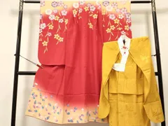 平和屋着物[]七五三　女の子　７歳　祝着　四つ身　襦袢(無双仕立て・半衿刺繍)セット　枝垂れ桜　暈し染め　金彩　逸品　DAAY3479ma