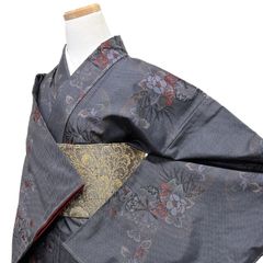 大島紬 小紋 身丈157 裄64 紬 唐花模様 大輪 着物 051b - メルカリ
