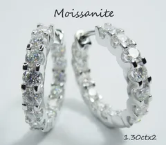 合計2.60ct D モアサナイト リングピアス フープピアス 1.30ct×2