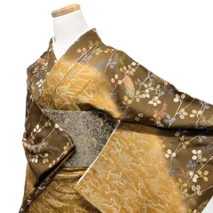 訪問着　作家もの　金彩　扇　萩　流水　花びら　紋無し　着物　012b d ms