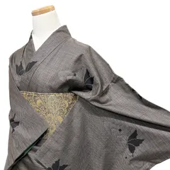 大島紬　小紋　蝶　水波紋　水玉　ドット　泥染　着物　012b d ms