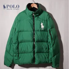 ポロ ラルフローレン Polo by Ralph Lauren ダウンジャケット L グリーン ビックポニー ロゴ刺繍 90s オーバーサイズ アメカジ ストリート 古着 Y105