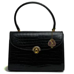 バッグ ハンドバッグ 鞄 トートバッグ レディース 女性 女性用 クロコ クロコダイル レザー 革 本革 ブラック 黒  フラップ式 フォーマルバッグ 冠婚葬祭