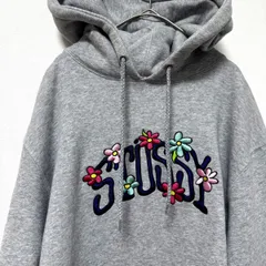 Stussy 花柄刺繍 フード付きパーカー L 人気】Stussy ステューシー 花