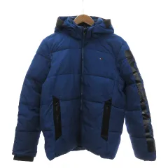 トミーヒルフィガー TOMMY HILFIGER ジャケット パーカー 中綿 フード 2way ジップアップ プリント ナイロン 紺 ネイビー 164 アウター ■GY06