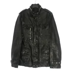 イサムカタヤマバックラッシュ ISAMU KATAYAMA BACKLASH ジャパンショルダー製品染め M-65 レザーミリタリージャケット ブルゾン 長袖 L ブラック 黒 1773-09のサムネイル