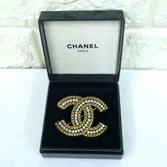 CHANEL シャネル ココマーク ラインストーン ブローチ ゴールドメッキ フランス製