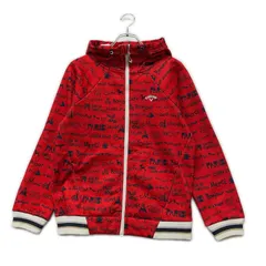 中古 レディース キャロウェイ Callaway フルジップアウター M レッド パリレタードロゴプリント 防風性 保温性 防寒