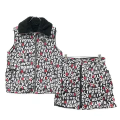 中古 レディース フィラゴルフ FILA GOLF セットアップ LL 黒 ブラック 秋冬 リバーシブル 中綿ボアベスト×スカート