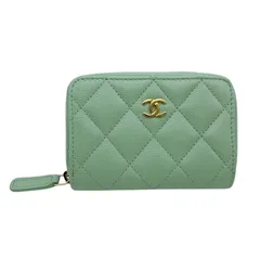 シャネル CHANEL マトラッセジップコインケース AP0216 グリーン　シルバー金具 キャビアスキン レディース コインケース