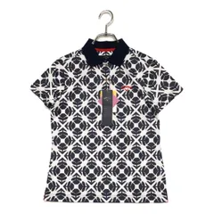 未使用品 レディース キャロウェイ Callaway 半袖ポロシャツ M 紺×白 ネイビー×ホワイト 総柄